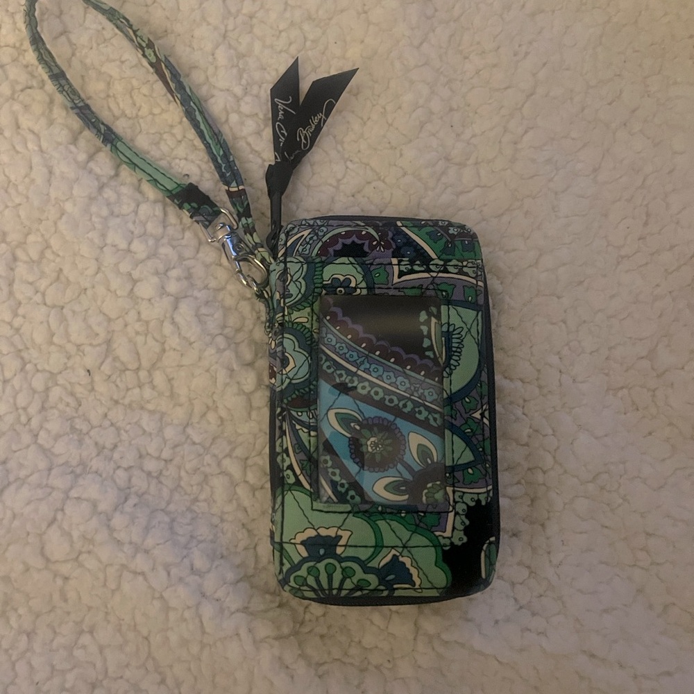 Vera Bradley Blue Rhapsody Wristlet Wallet/ Navy & Green floral design
